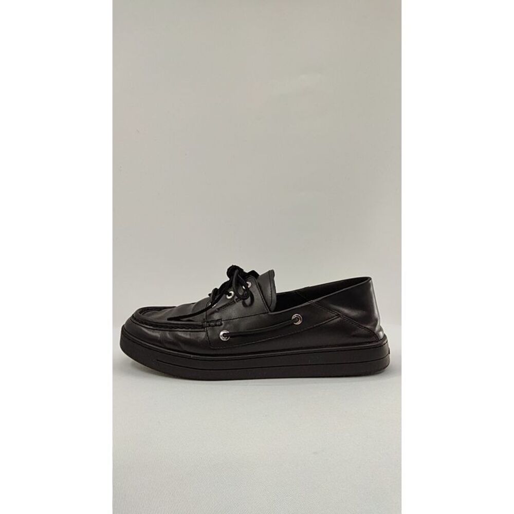 Michael Kors Men Aiden Leather Boat Shoes Black 10.5